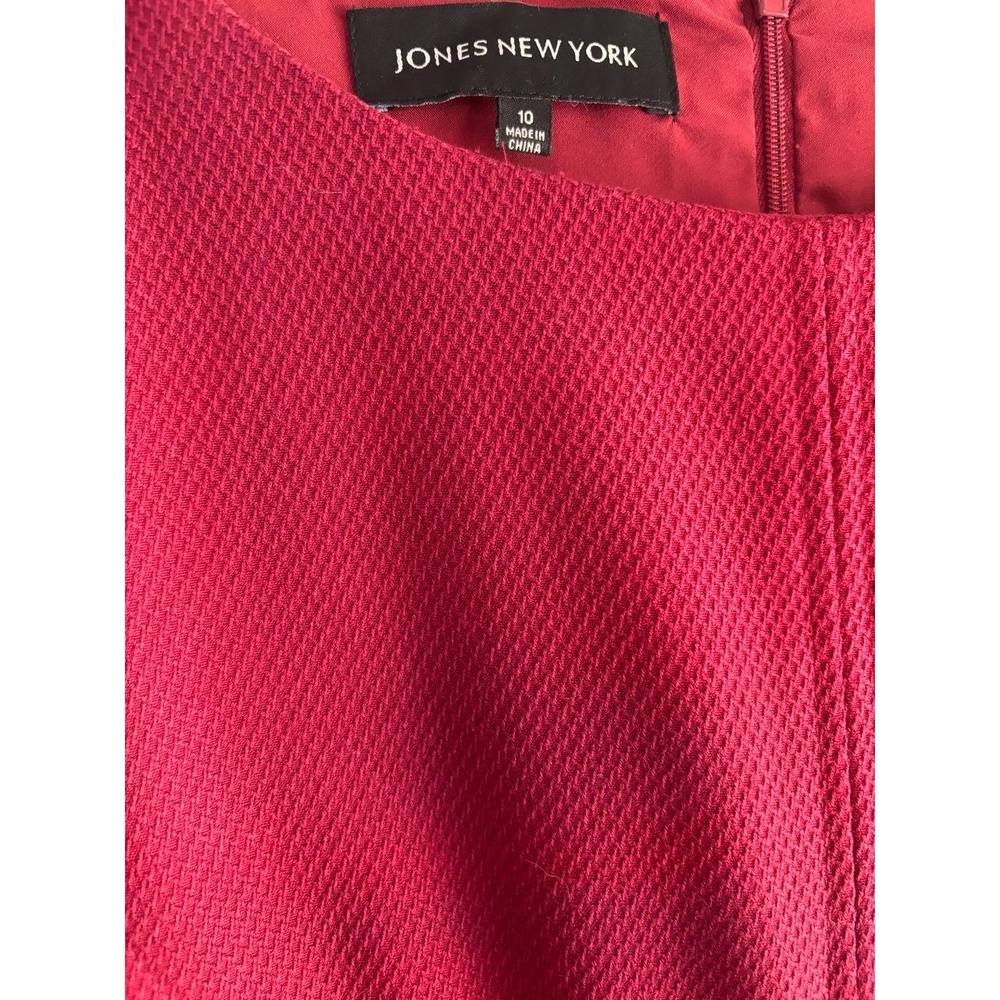 JONES NEW YORK Dress Womens Size 10 Red Cap Sleeve Textured Fabric Elegant Chic - Picture 5 of 7